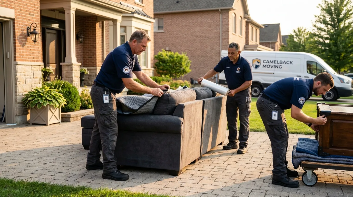 Large estate moving crew wrapping furniture in Early, TX