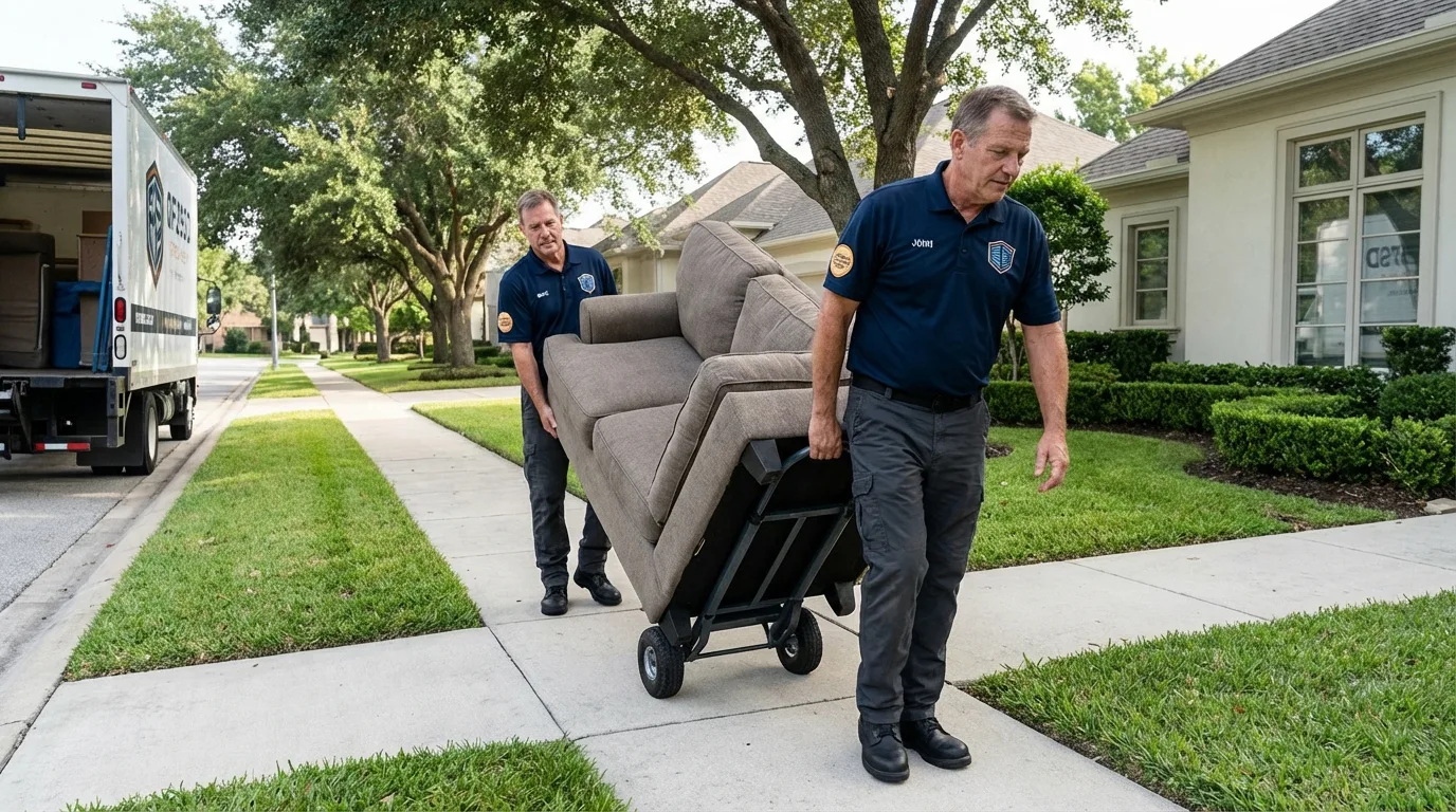 Local residential moving crew loading furniture in Early, TX